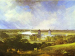 J. M. W. Turner’s painting London (1809) depicts a barely industrialized London seen from the surrounding hills.