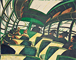 abstract painting of public bus interior