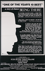 Being There one poster with silhouette of primary character, Chance: white against black background